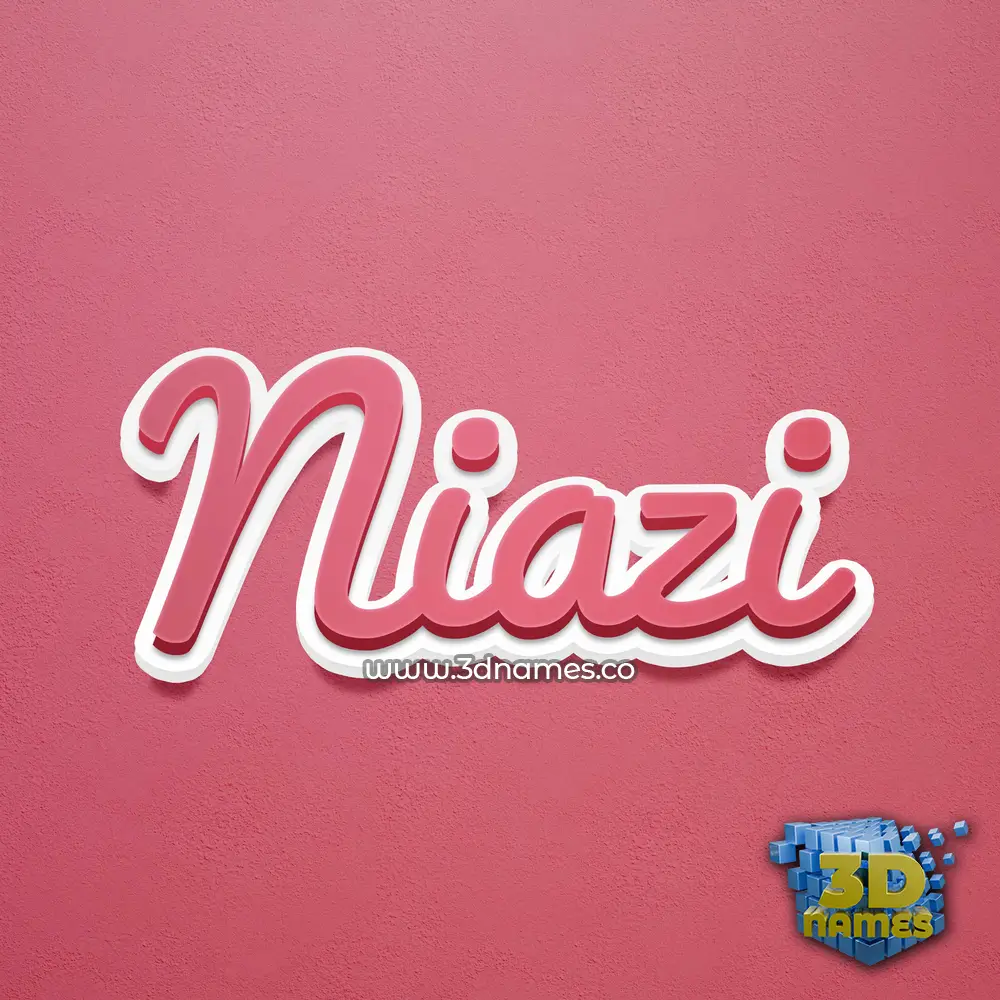 niazi in Red Scribble style - 3D name wallpaper