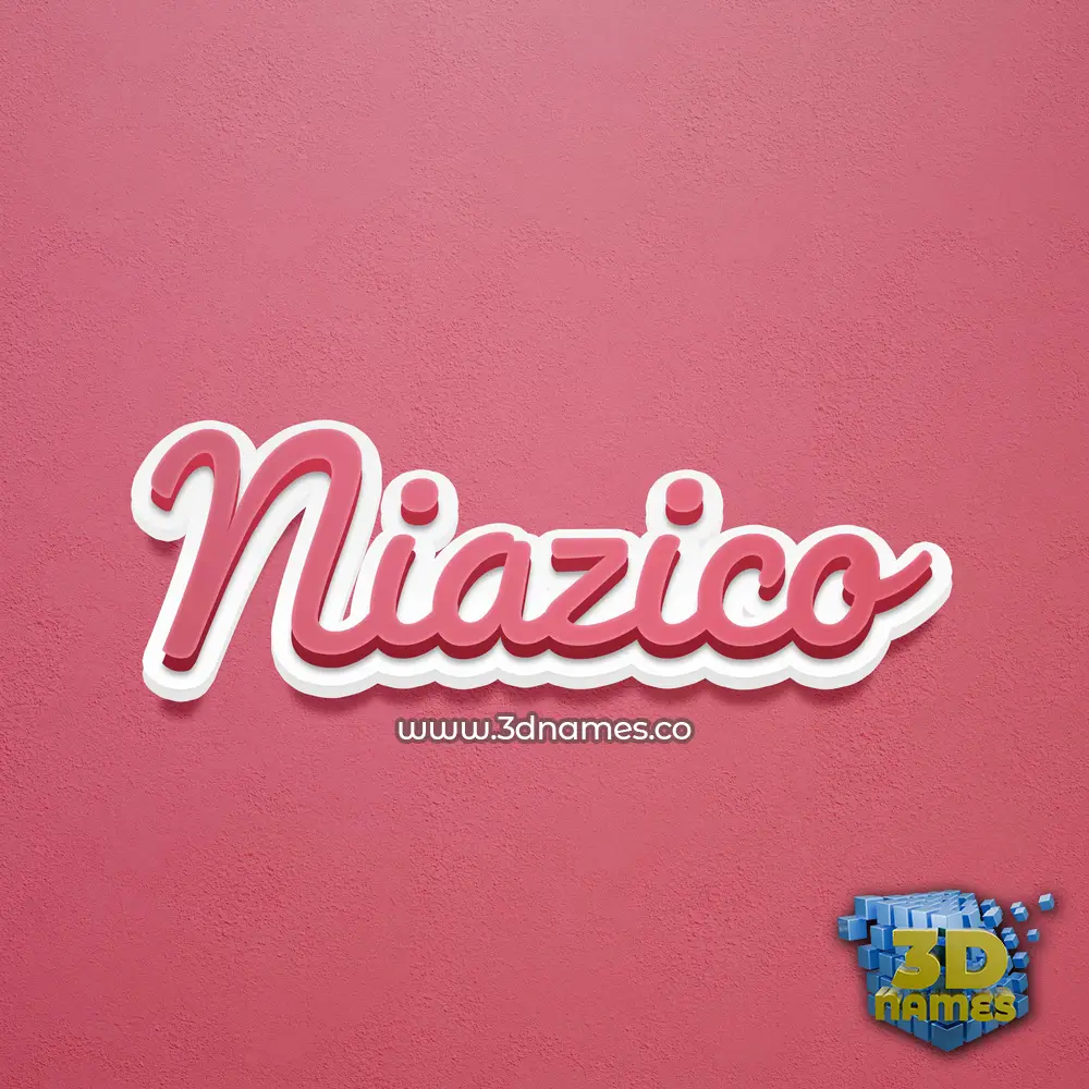 niazico in Red Scribble style - 3D name wallpaper