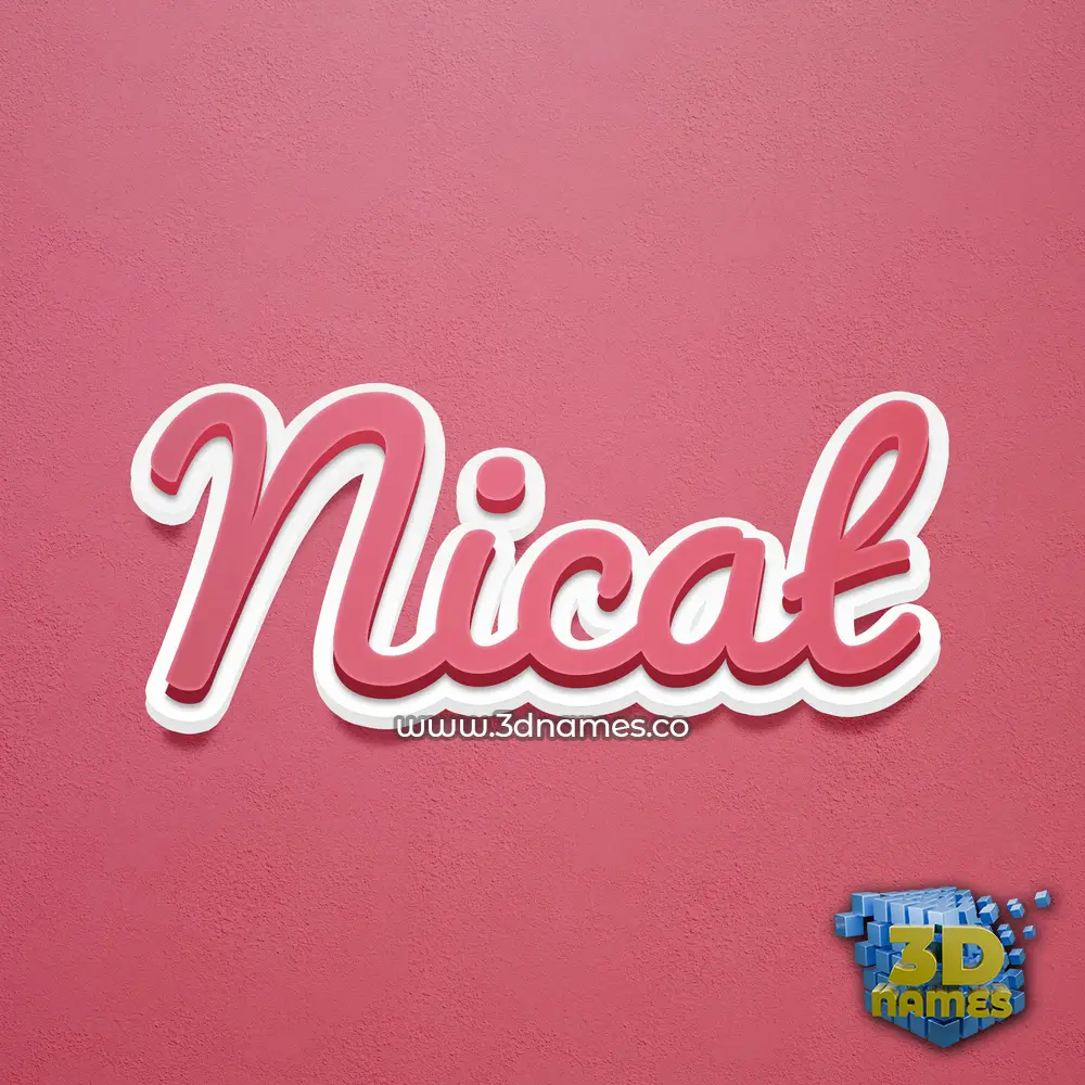 nicat in Red Scribble style - 3D name wallpaper