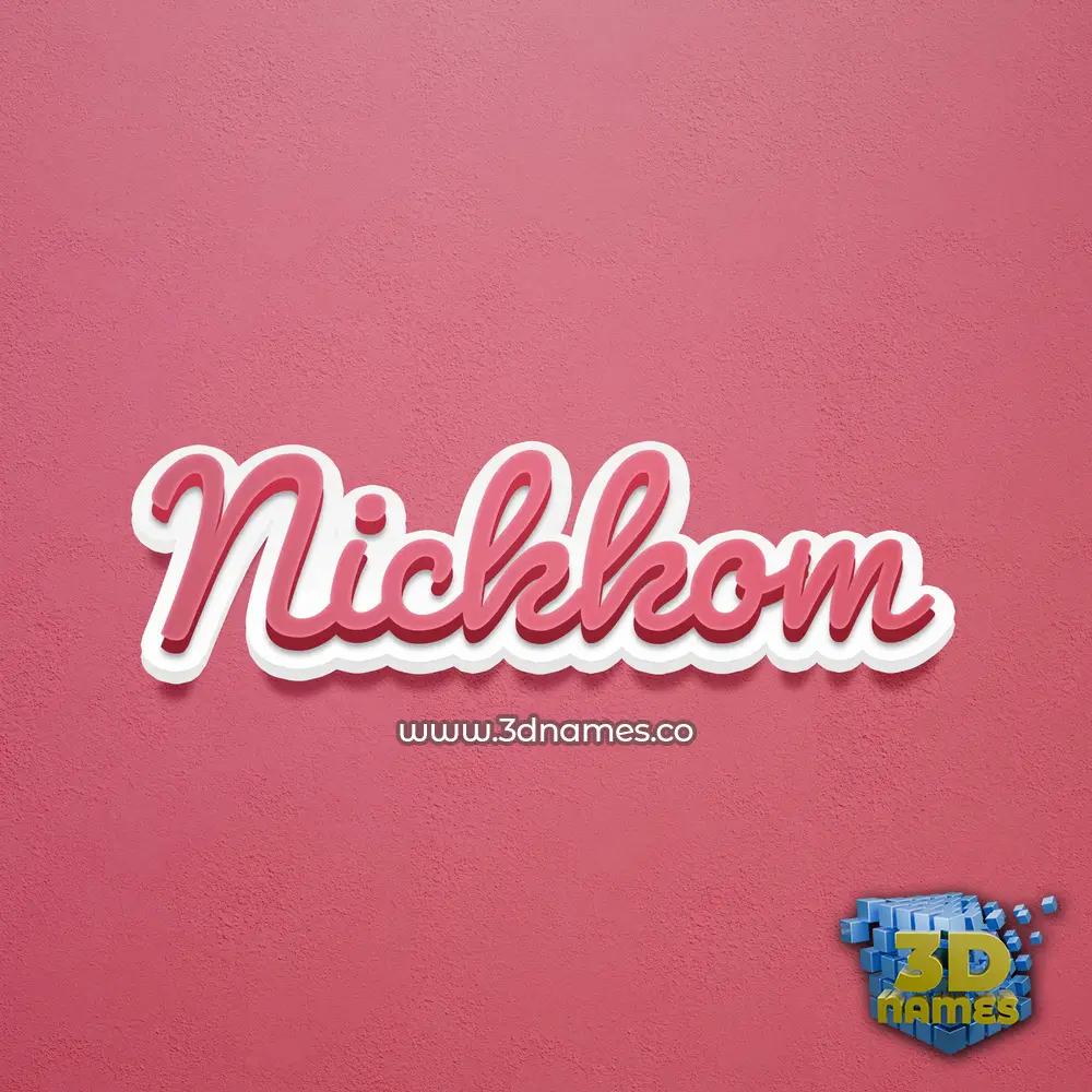 nickkom in Red Scribble style - 3D name wallpaper