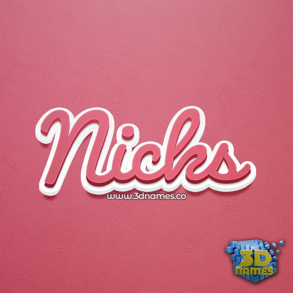 nicks in Red Scribble style - 3D name wallpaper