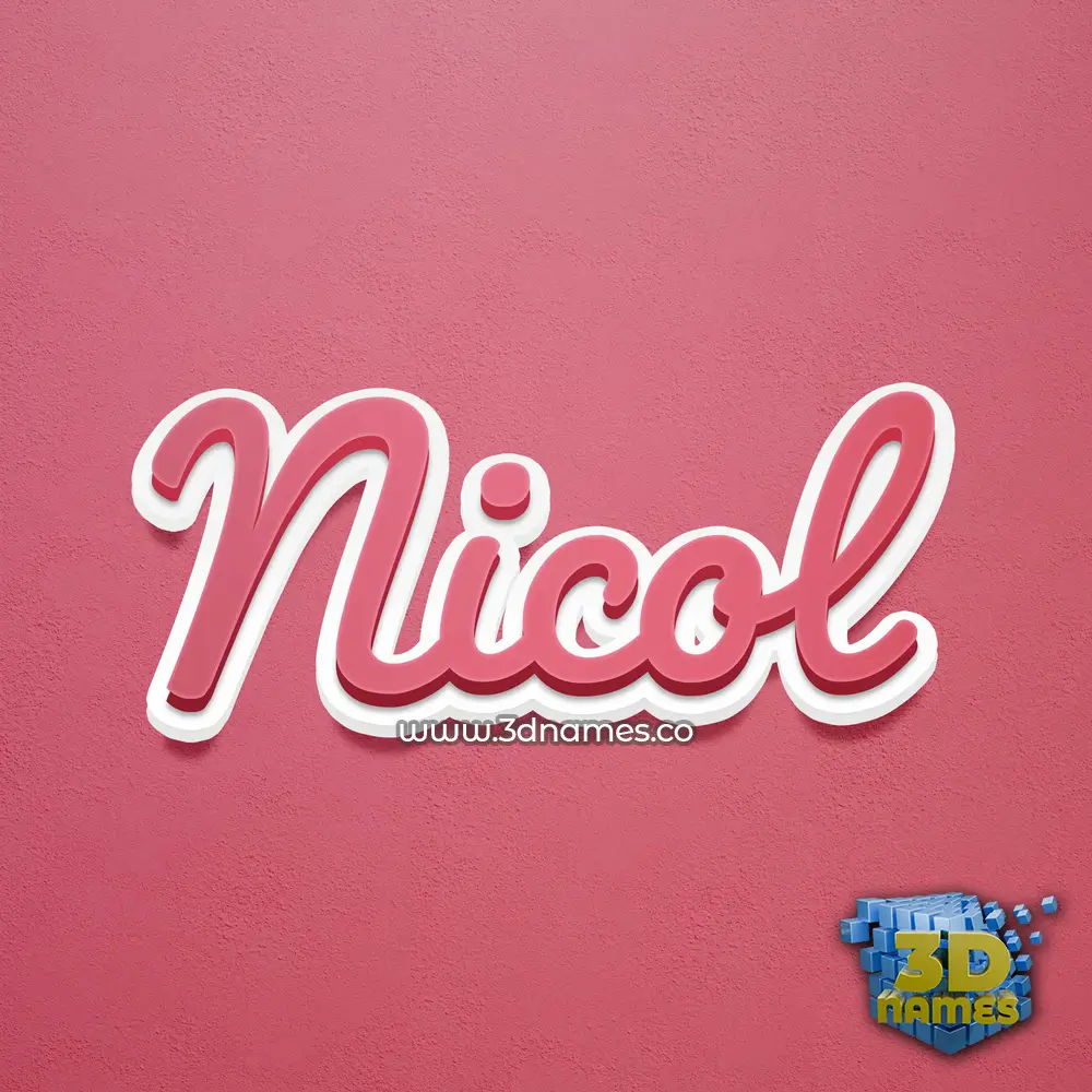nicol in Red Scribble style - 3D name wallpaper