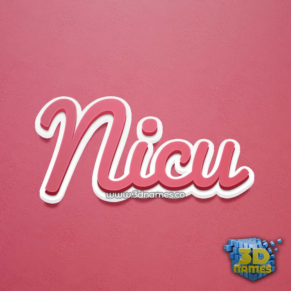 nicu in Red Scribble style - 3D name wallpaper