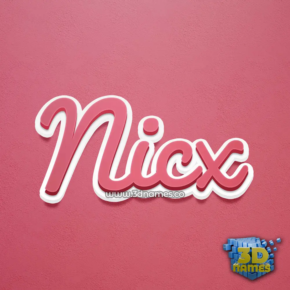 nicx in Red Scribble style - 3D name wallpaper