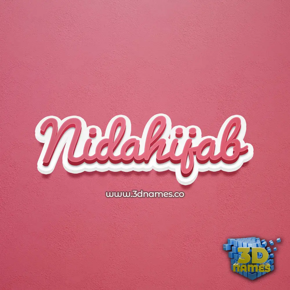 nidahijab in Red Scribble style - 3D name wallpaper