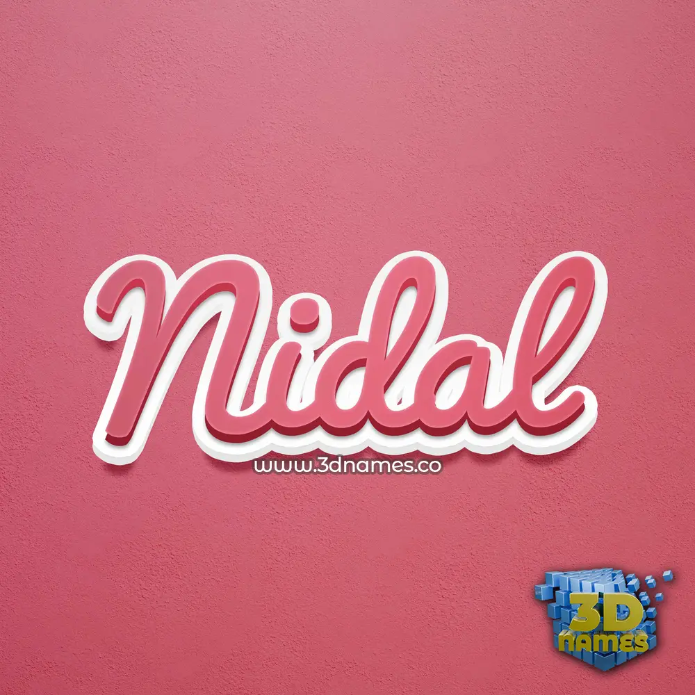 nidal in Red Scribble style - 3D name wallpaper