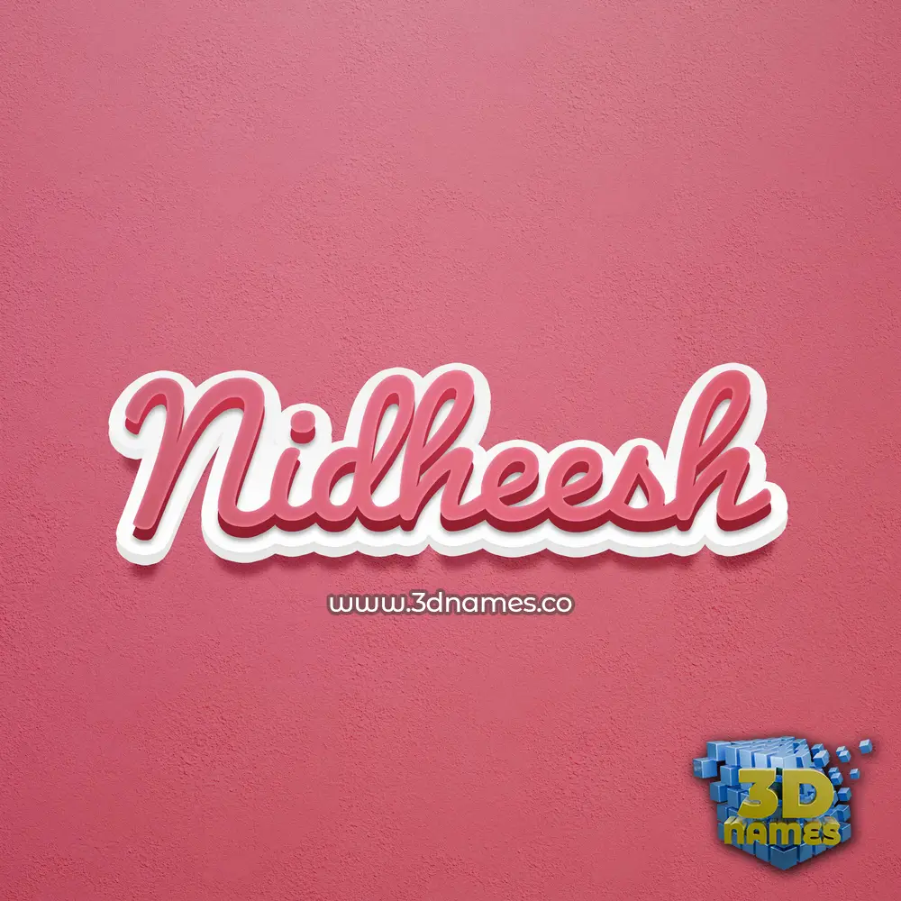 nidheesh in Red Scribble style - 3D name wallpaper
