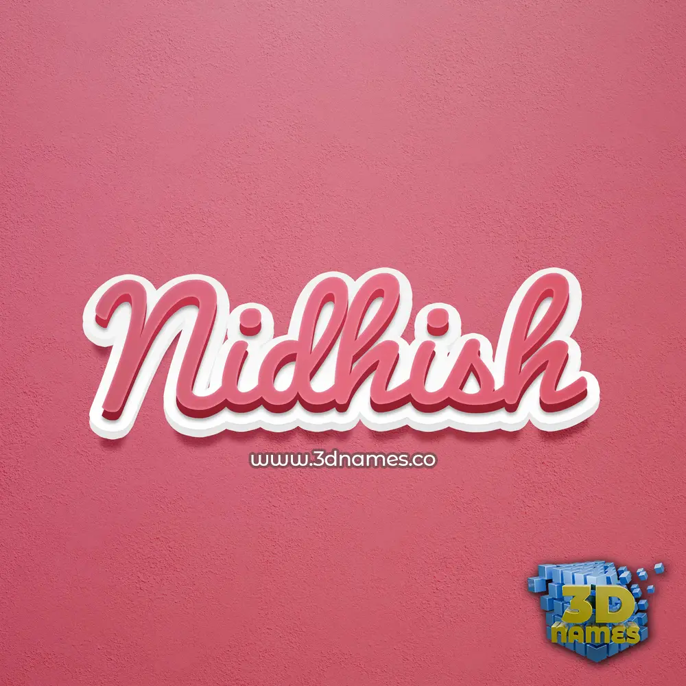 nidhish in Red Scribble style - 3D name wallpaper