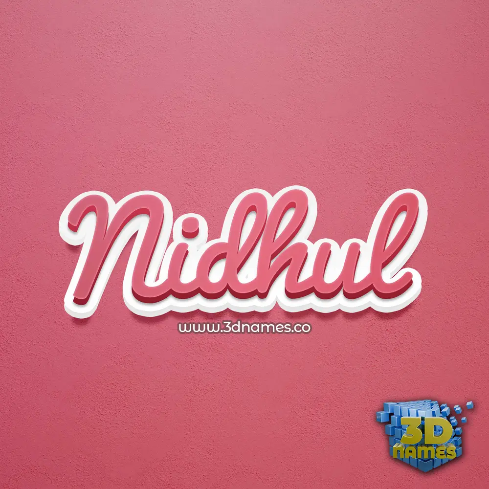 nidhul in Red Scribble style - 3D name wallpaper