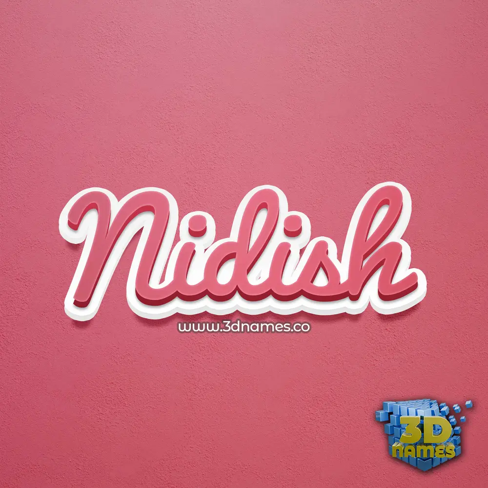 nidish in Red Scribble style - 3D name wallpaper