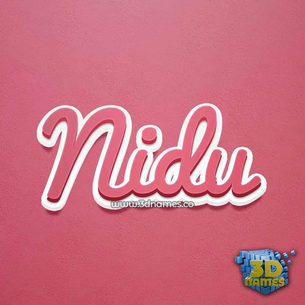 nidu in Red Scribble style - 3D name wallpaper