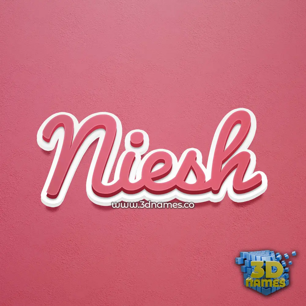 niesh in Red Scribble style - 3D name wallpaper