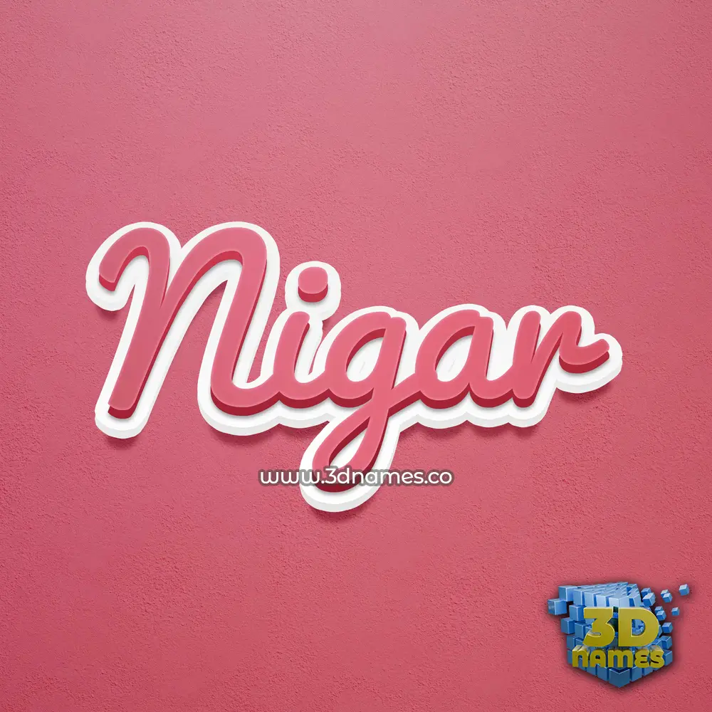 nigar in Red Scribble style - 3D name wallpaper