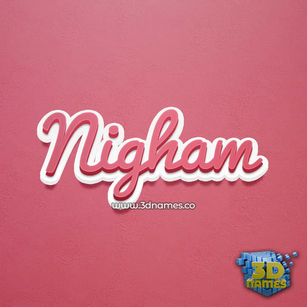 nigham in Red Scribble style - 3D name wallpaper