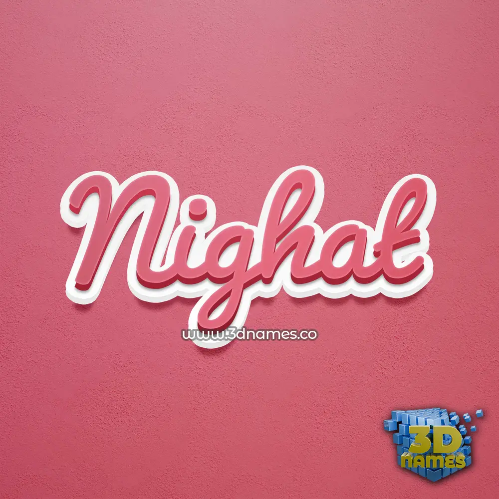 nighat in Red Scribble style - 3D name wallpaper