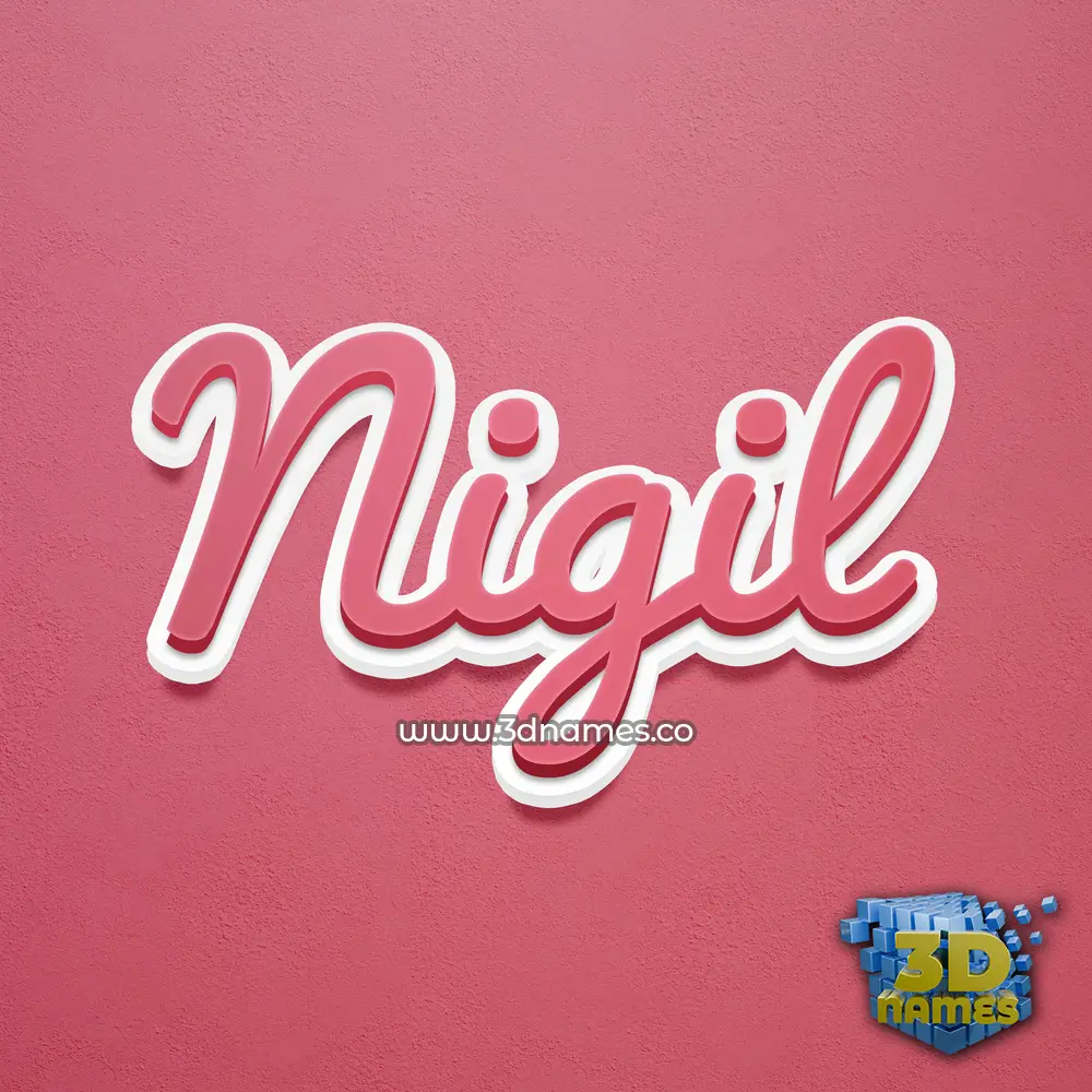nigil in Red Scribble style - 3D name wallpaper