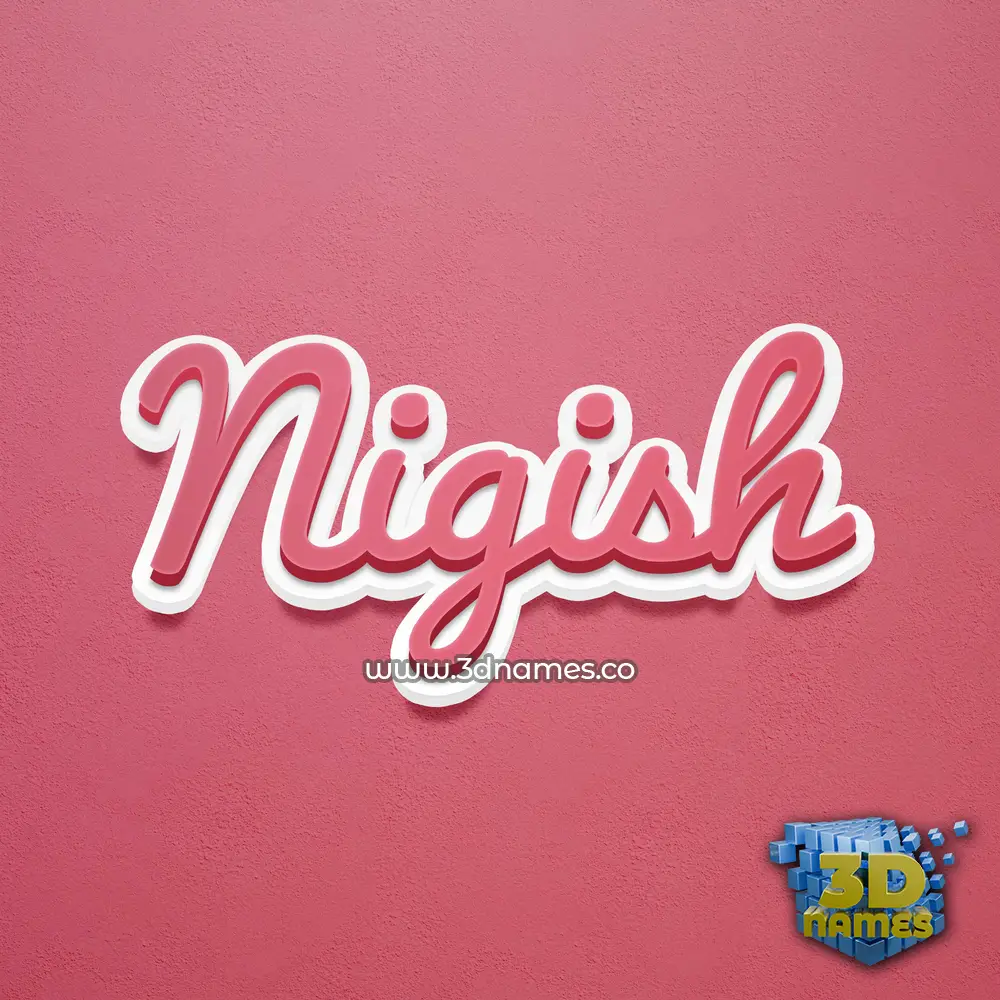 nigish in Red Scribble style - 3D name wallpaper