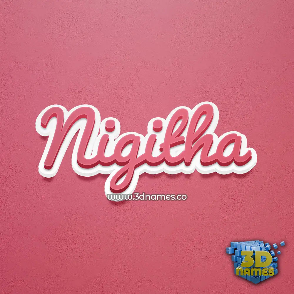 nigitha in Red Scribble style - 3D name wallpaper