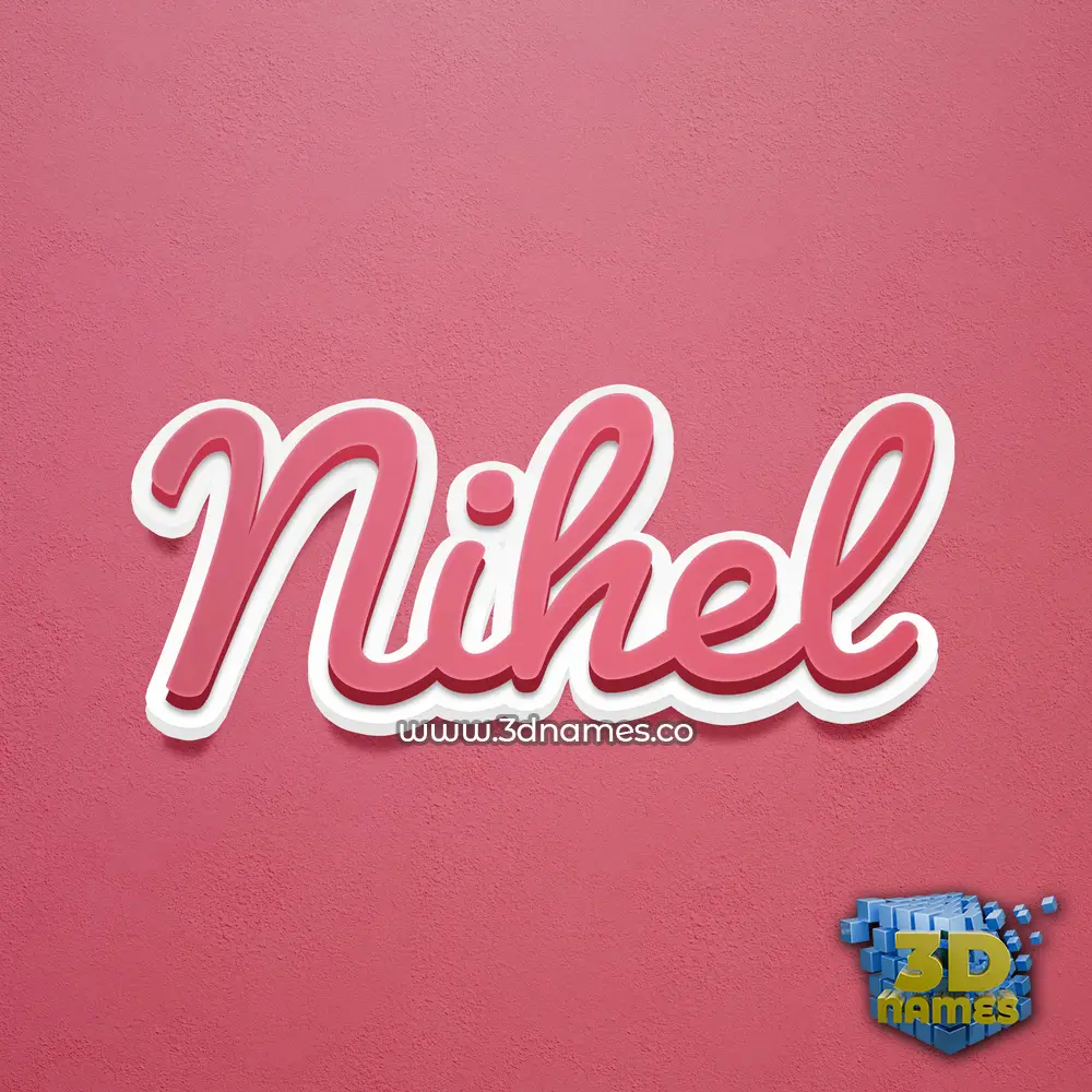 nihel in Red Scribble style - 3D name wallpaper