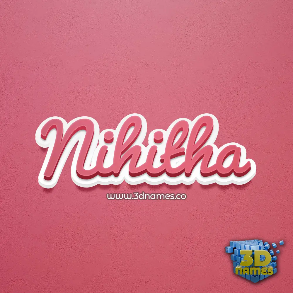 nihitha in Red Scribble style - 3D name wallpaper
