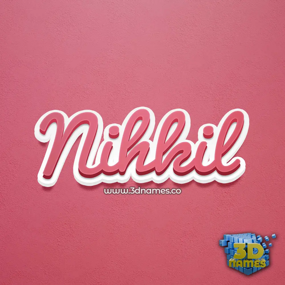 nihkil in Red Scribble style - 3D name wallpaper