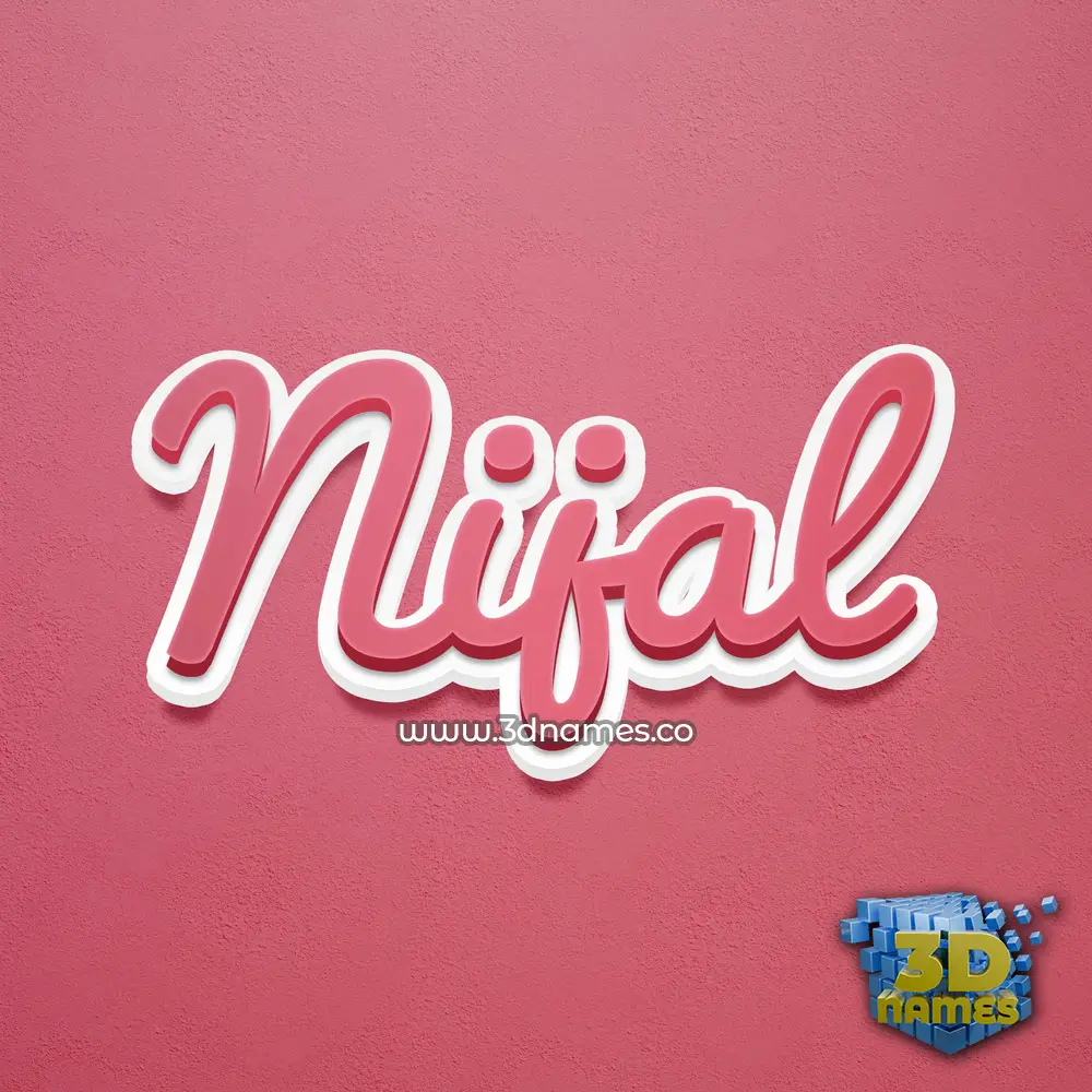 nijal in Red Scribble style - 3D name wallpaper