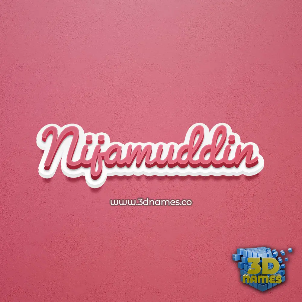nijamuddin in Red Scribble style - 3D name wallpaper