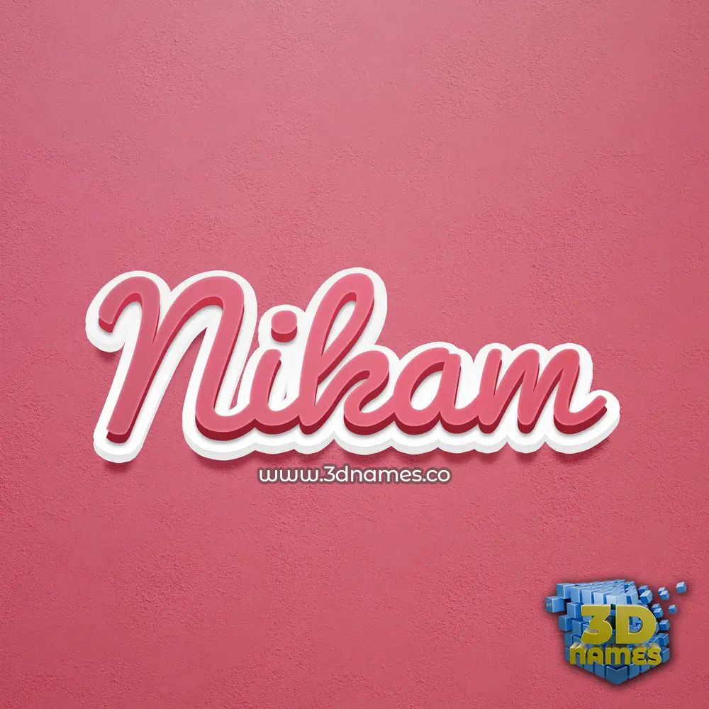 nikam in Red Scribble style - 3D name wallpaper