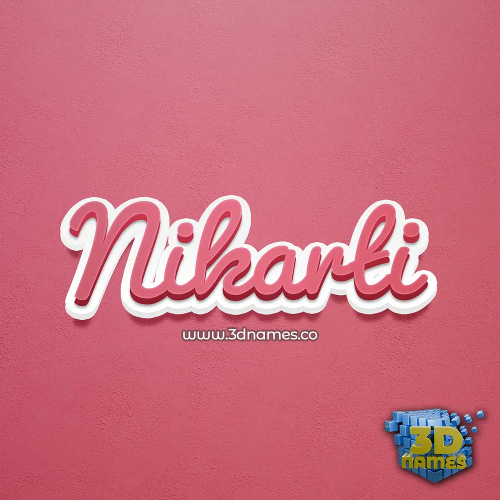nikarti in Red Scribble style - 3D name wallpaper