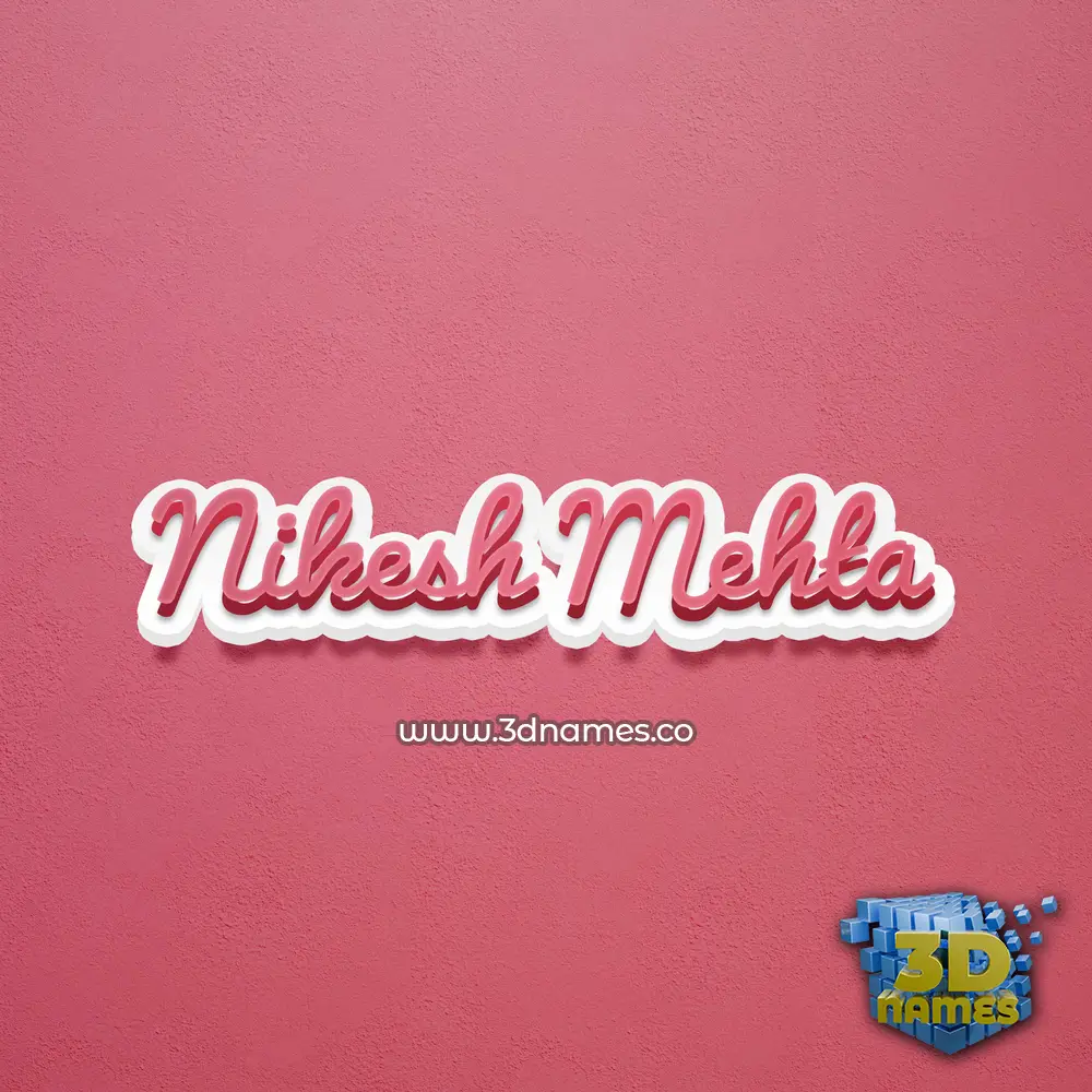 nikesh mehta in Red Scribble style - 3D name wallpaper
