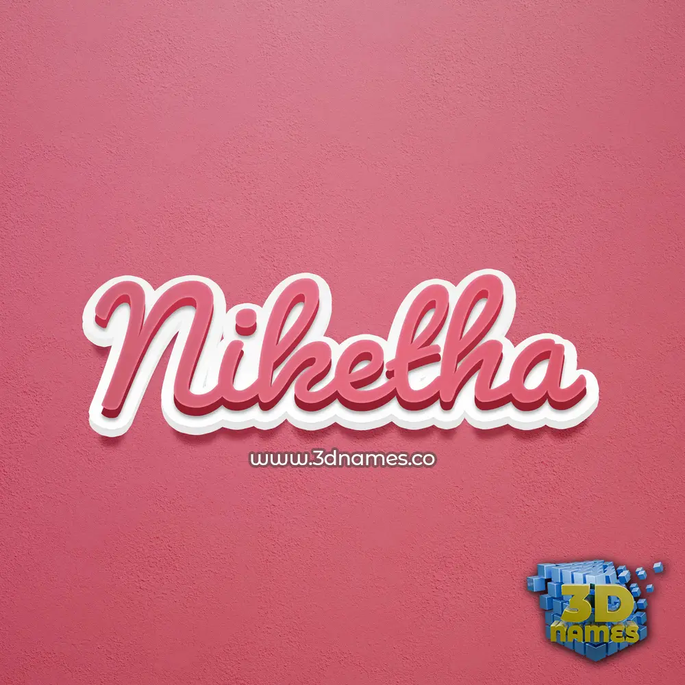 niketha in Red Scribble style - 3D name wallpaper