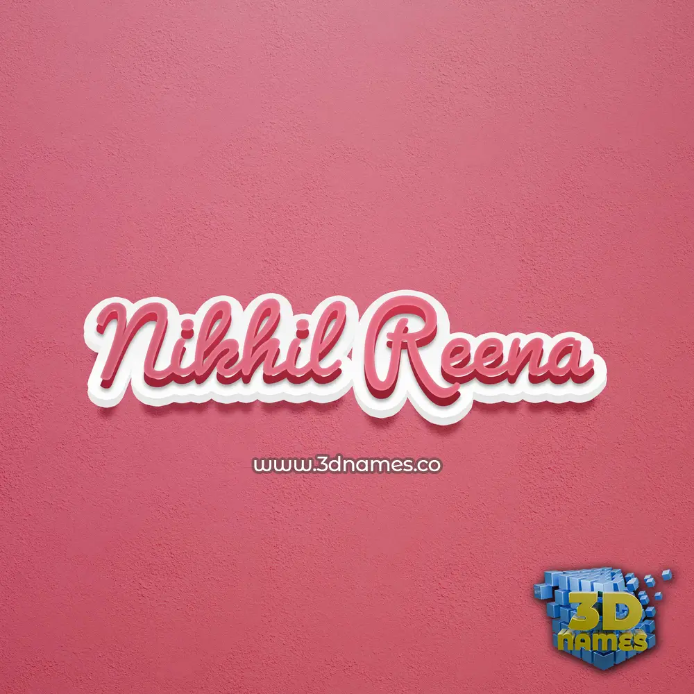 nikhil reena in Red Scribble style - 3D name wallpaper