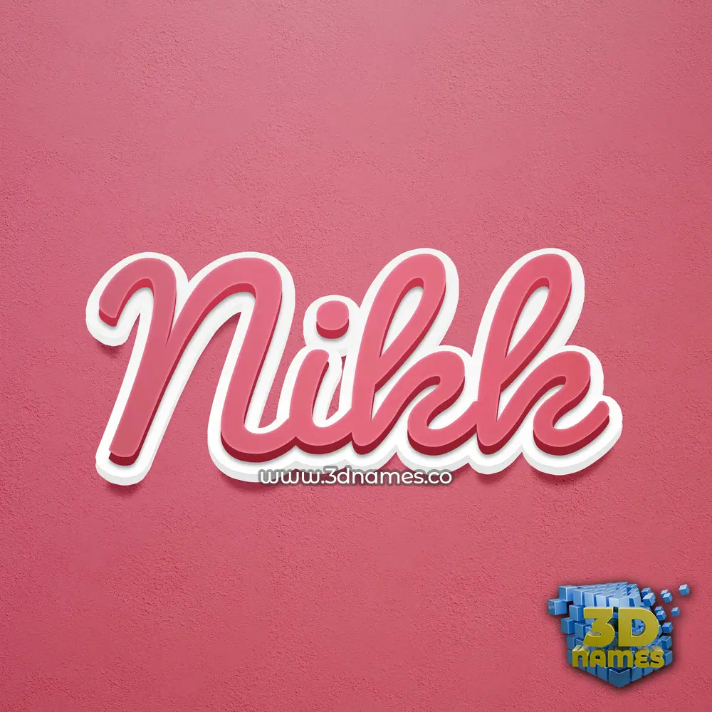 nikk in Red Scribble style - 3D name wallpaper