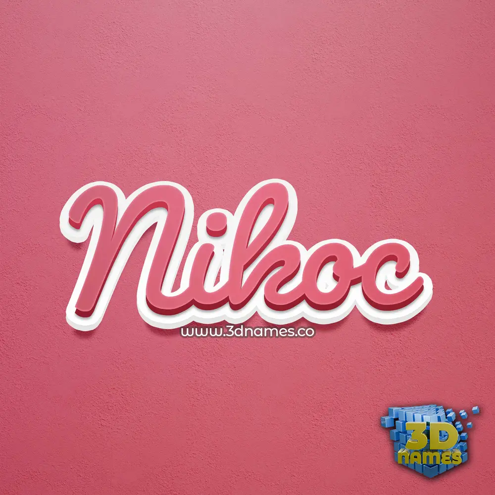 nikoc in Red Scribble style - 3D name wallpaper