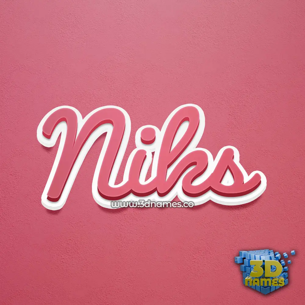 niks in Red Scribble style - 3D name wallpaper