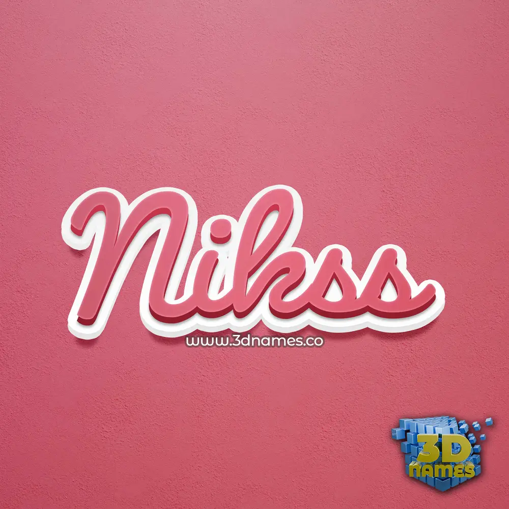 nikss in Red Scribble style - 3D name wallpaper