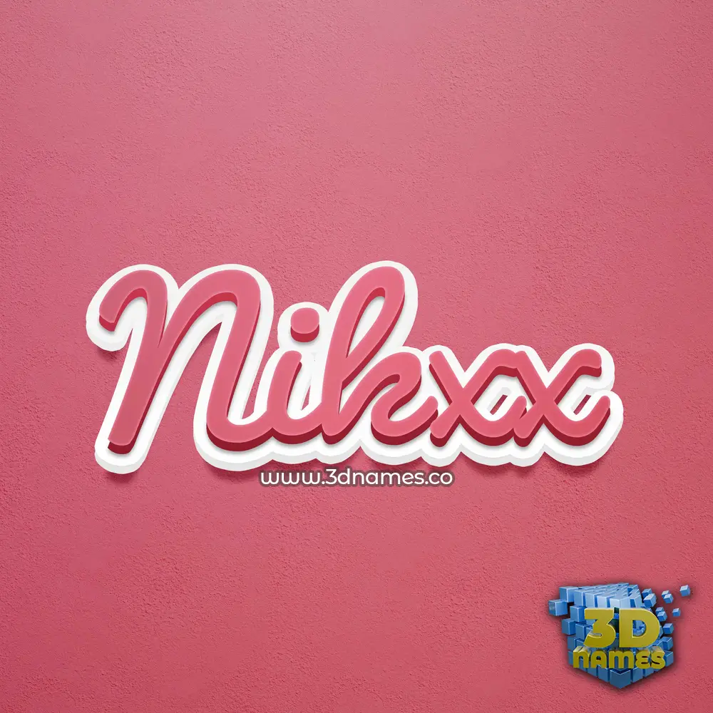nikxx in Red Scribble style - 3D name wallpaper