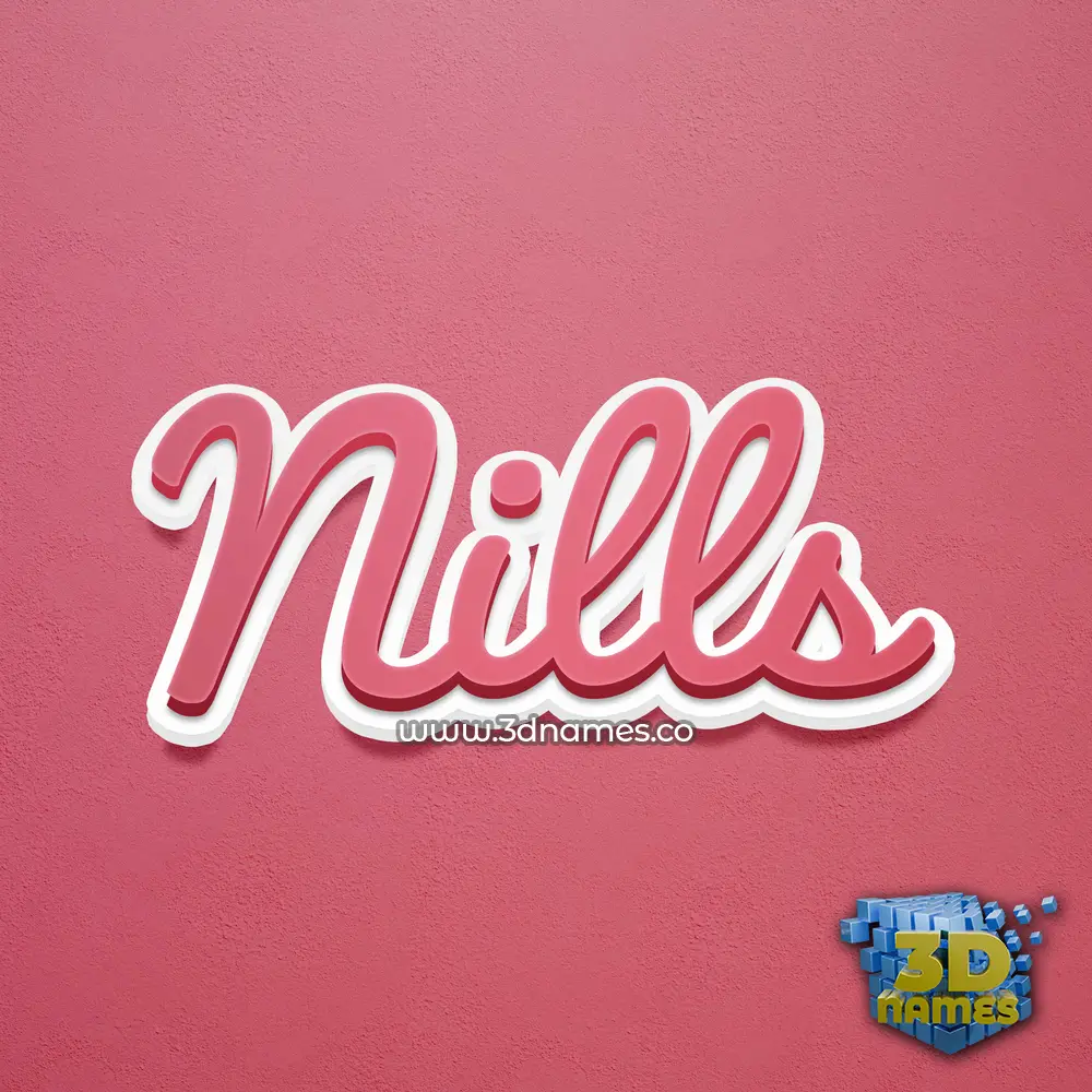 nills in Red Scribble style - 3D name wallpaper