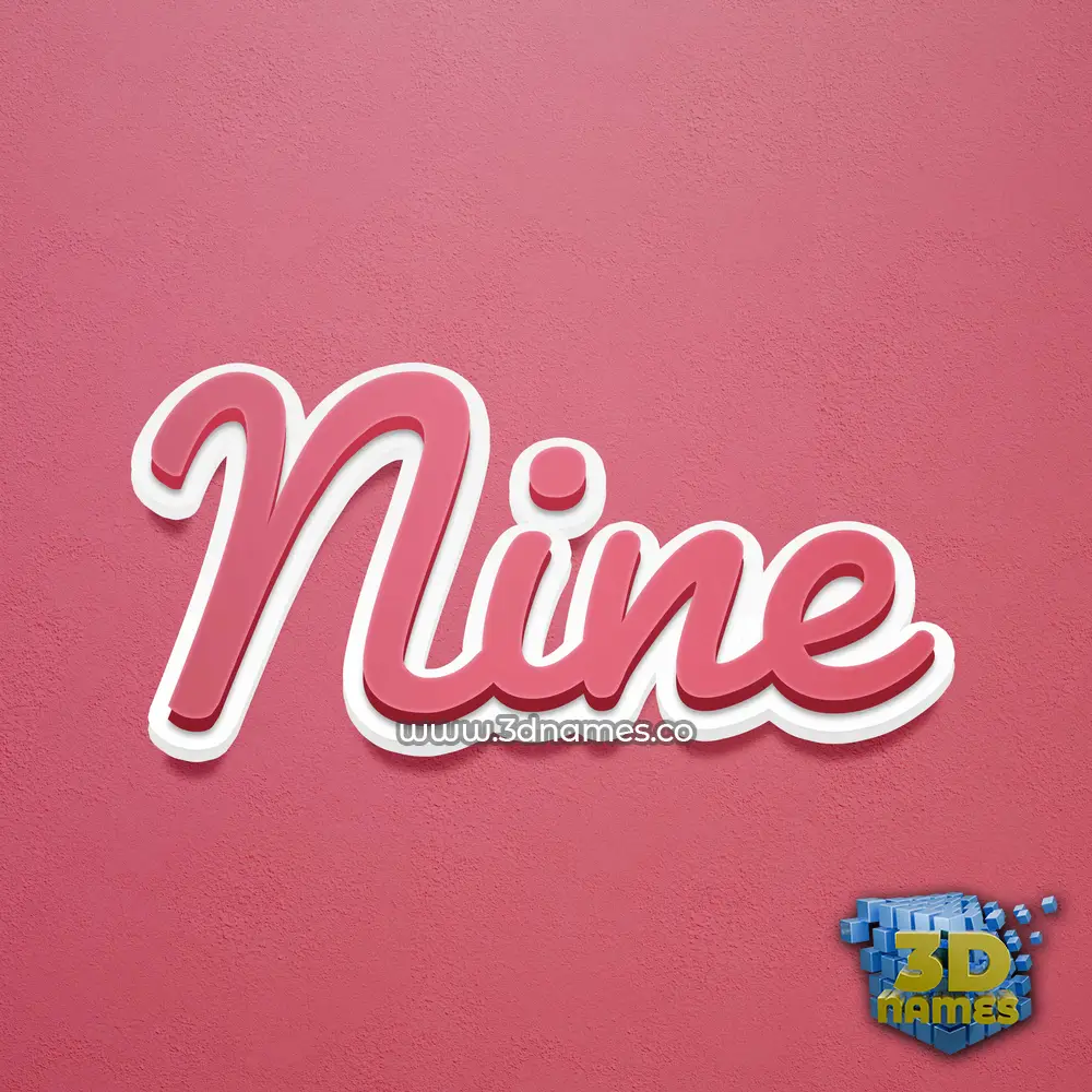 nine in Red Scribble style - 3D name wallpaper