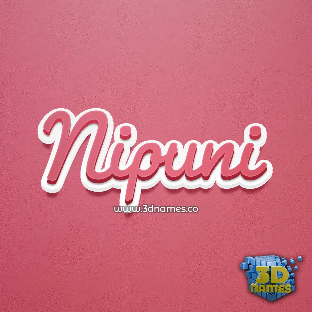nipuni in Red Scribble style - 3D name wallpaper