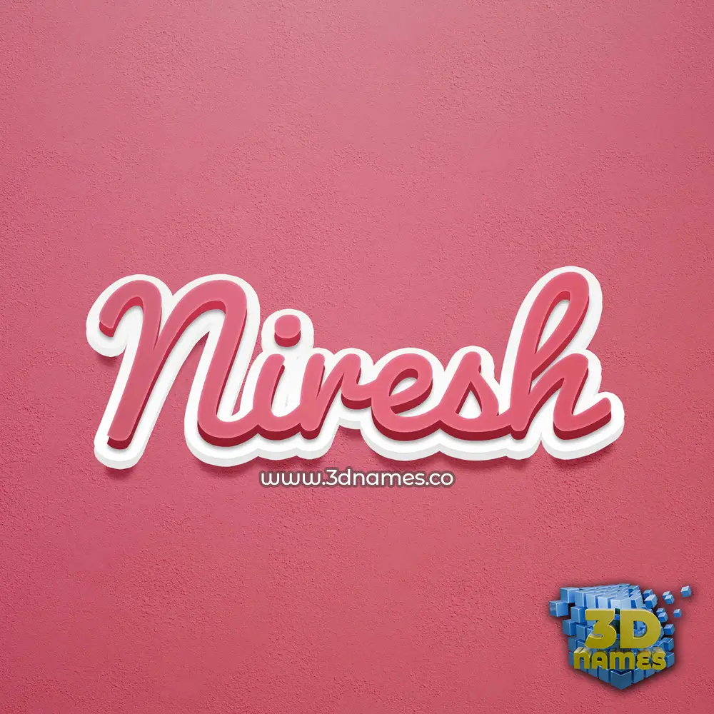niresh in Red Scribble style - 3D name wallpaper