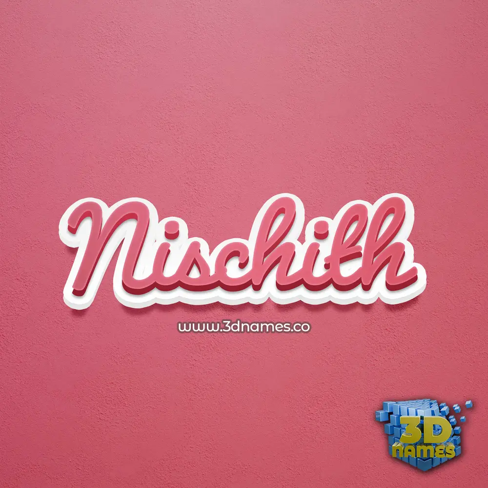 nischith in Red Scribble style - 3D name wallpaper