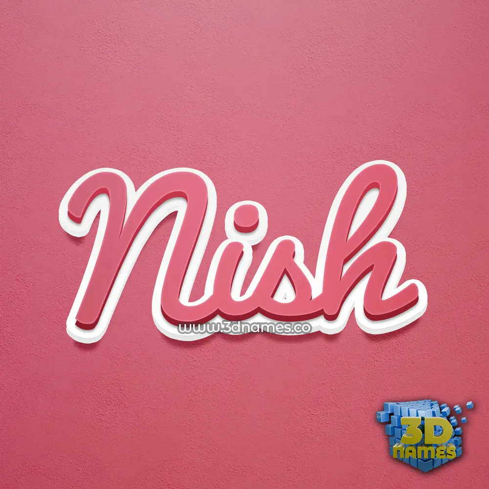 nish in Red Scribble style - 3D name wallpaper