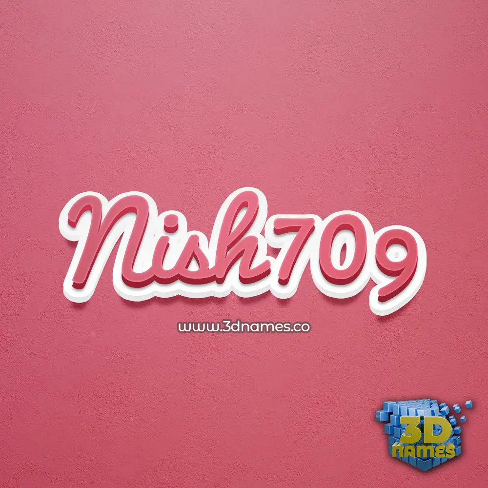 nish709 in Red Scribble style - 3D name wallpaper