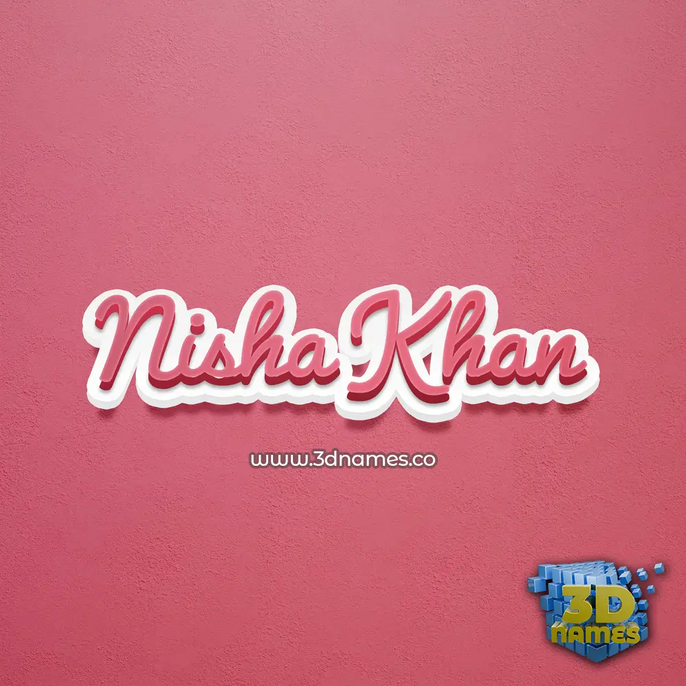 nisha khan in Red Scribble style - 3D name wallpaper