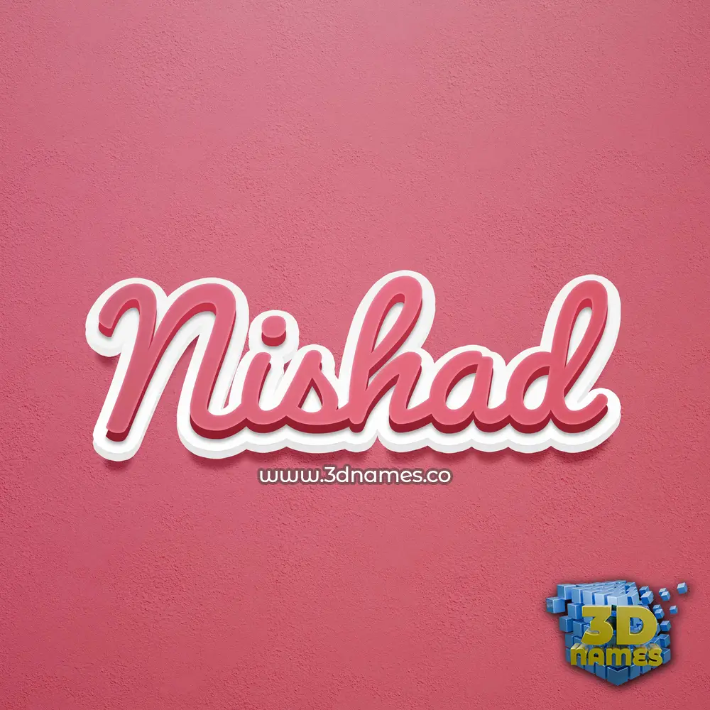 nishad in Red Scribble style - 3D name wallpaper