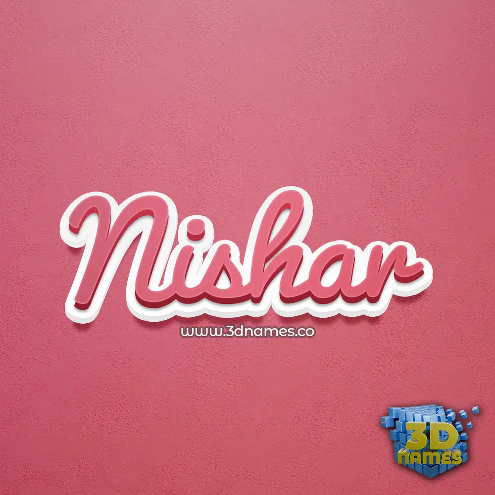 nishar in Red Scribble style - 3D name wallpaper