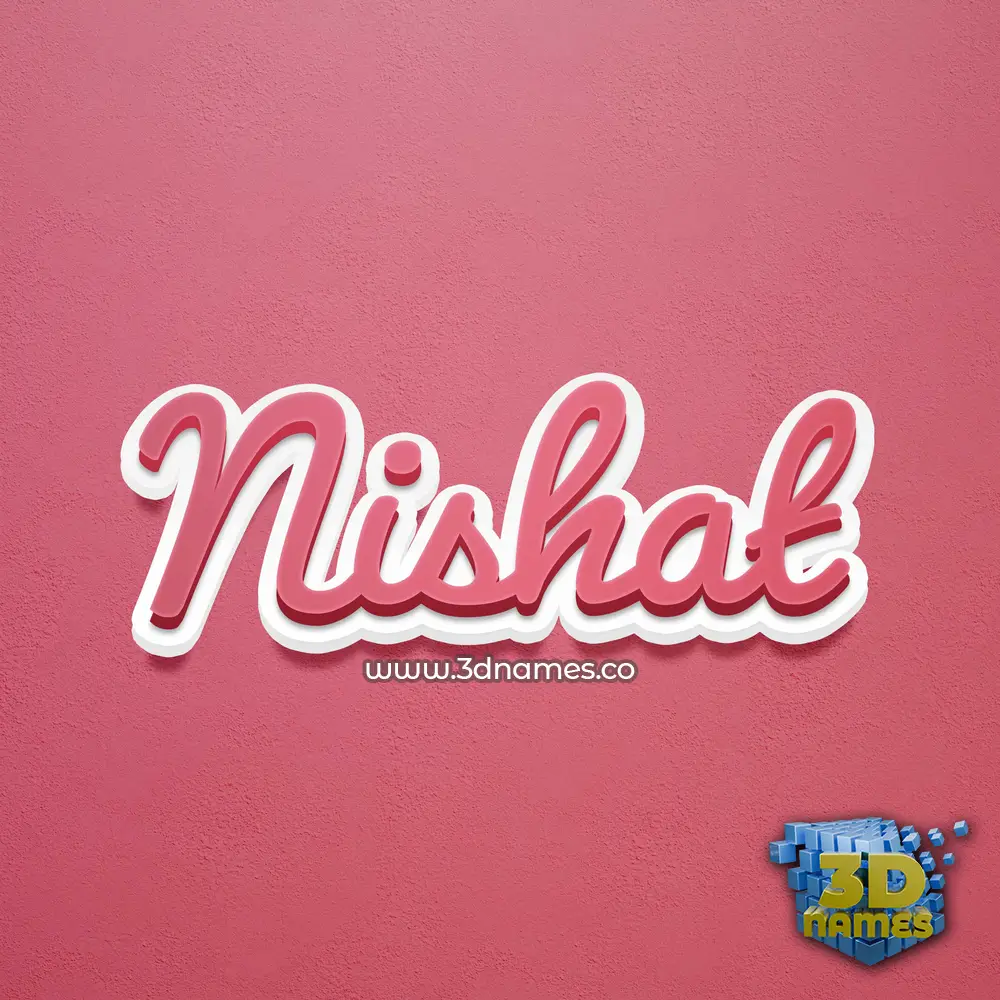 nishat in Red Scribble style - 3D name wallpaper
