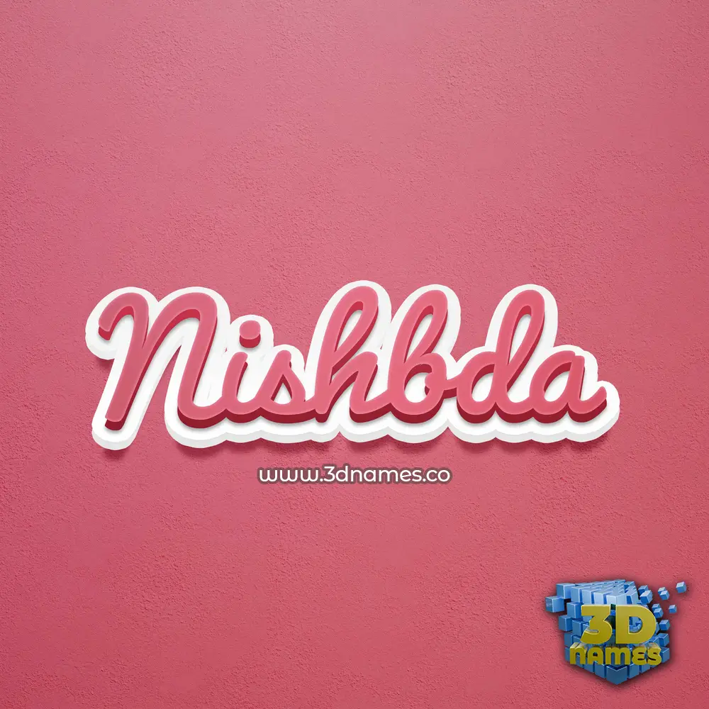 nishbda in Red Scribble style - 3D name wallpaper