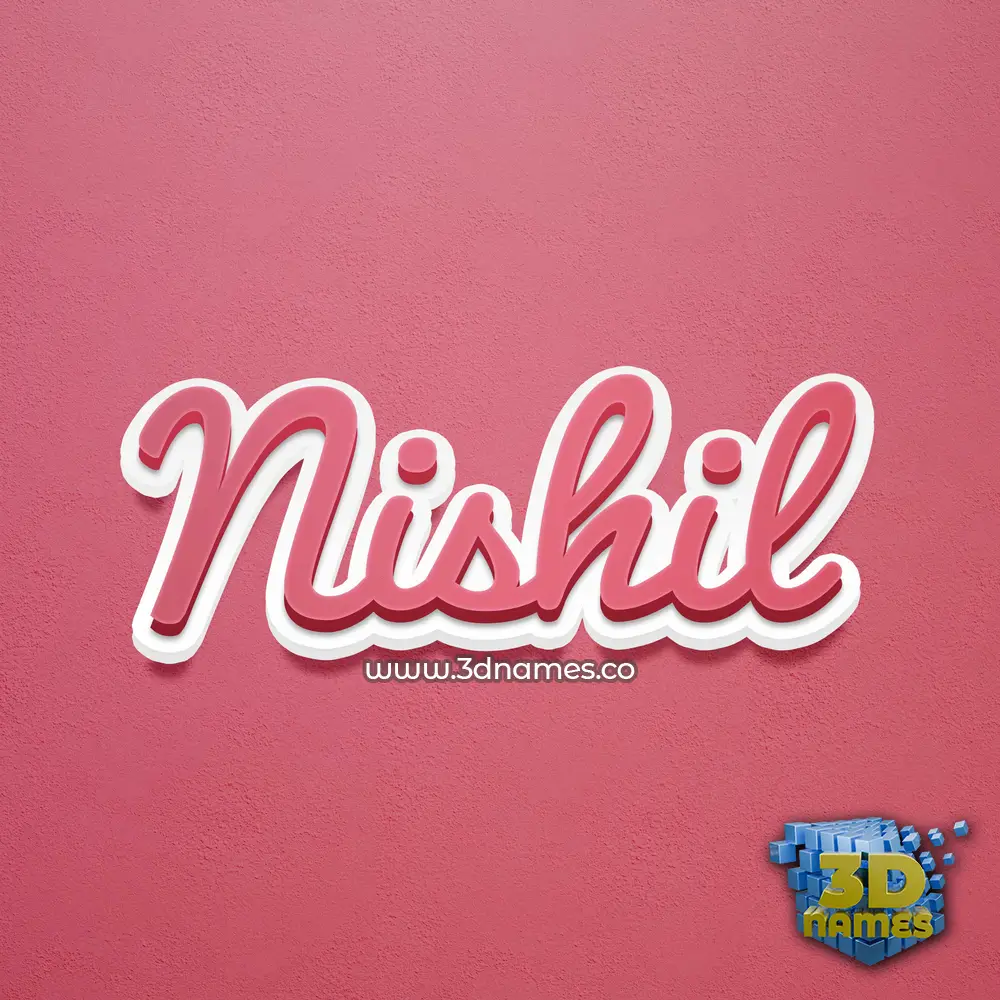 nishil in Red Scribble style - 3D name wallpaper